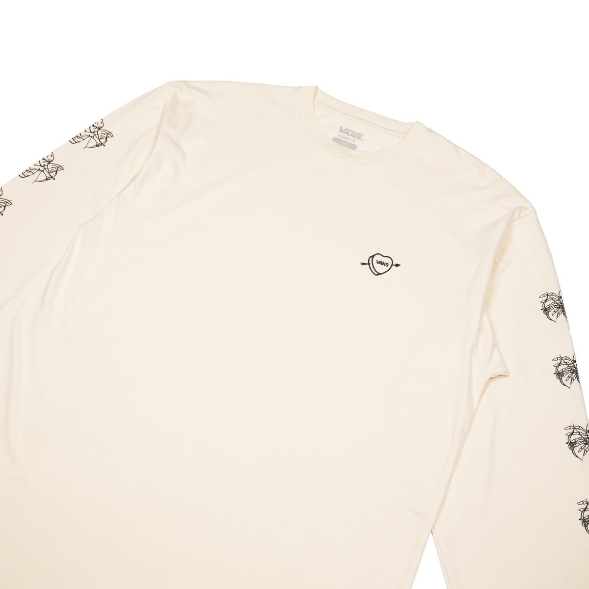 VANS HEART & SKELETON LONG SLEEVE T-SHIRT – CREAM