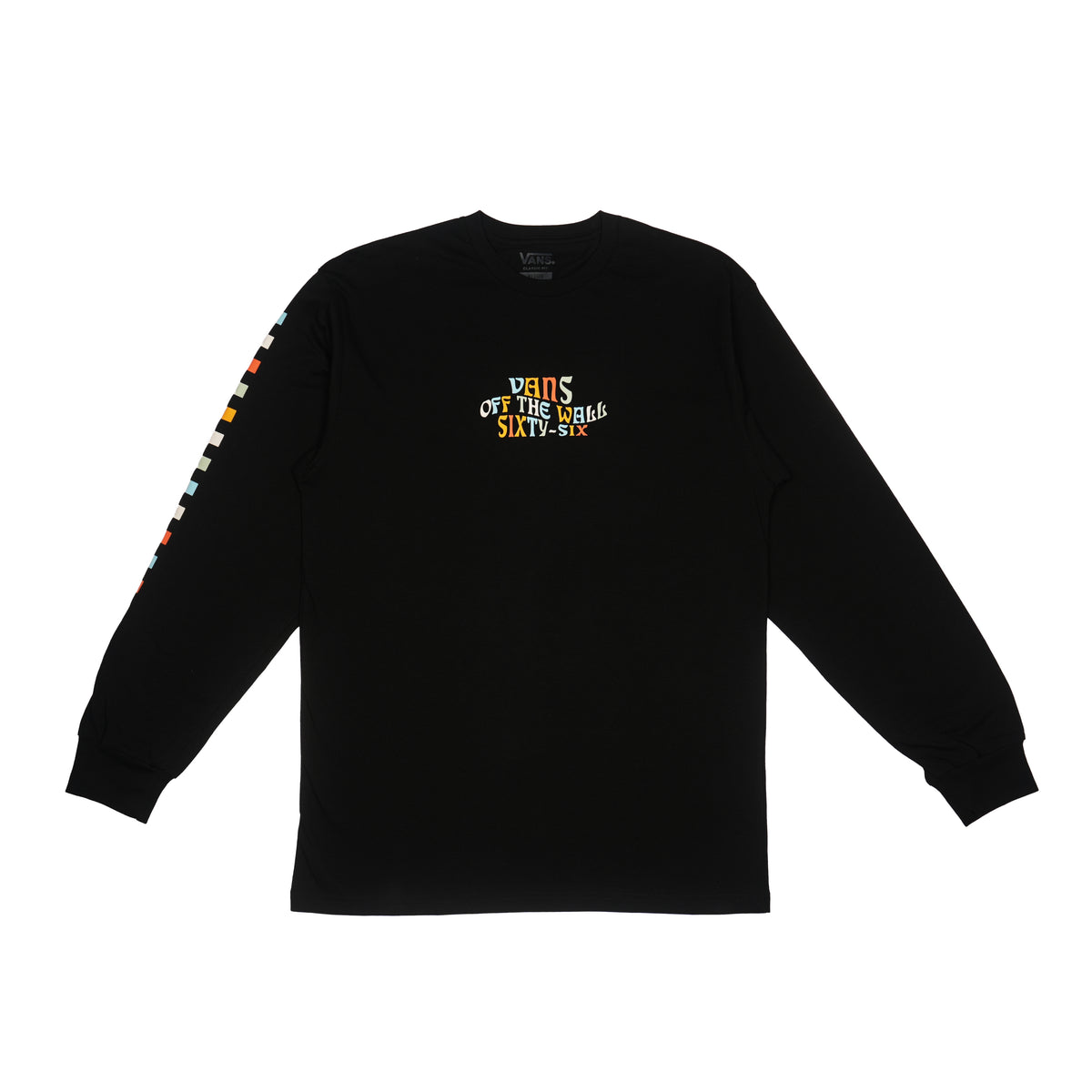 VANS OFF THE WALL SIXTY-SIX T-SHIRT MET LANGE MOUWEN – ZWART
