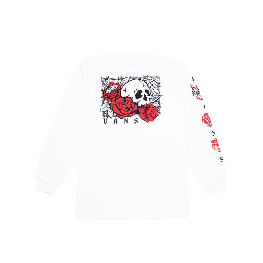 VANS SKULL & ROSES LONG SLEEVE T-SHIRT – WHITE