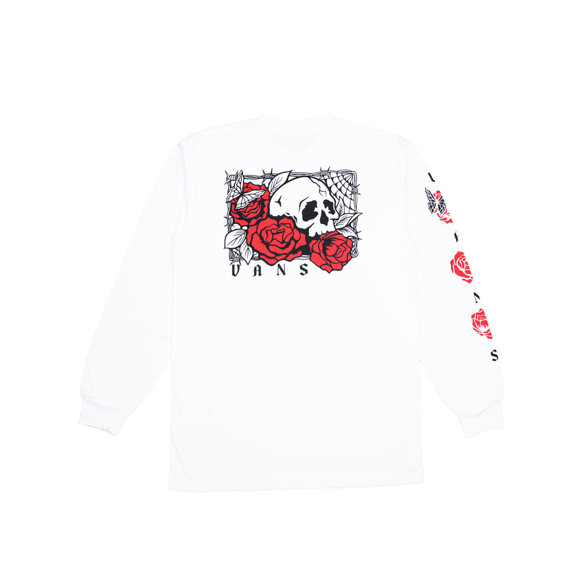 VANS SKULL & ROSES LONG SLEEVE T-SHIRT – WHITE