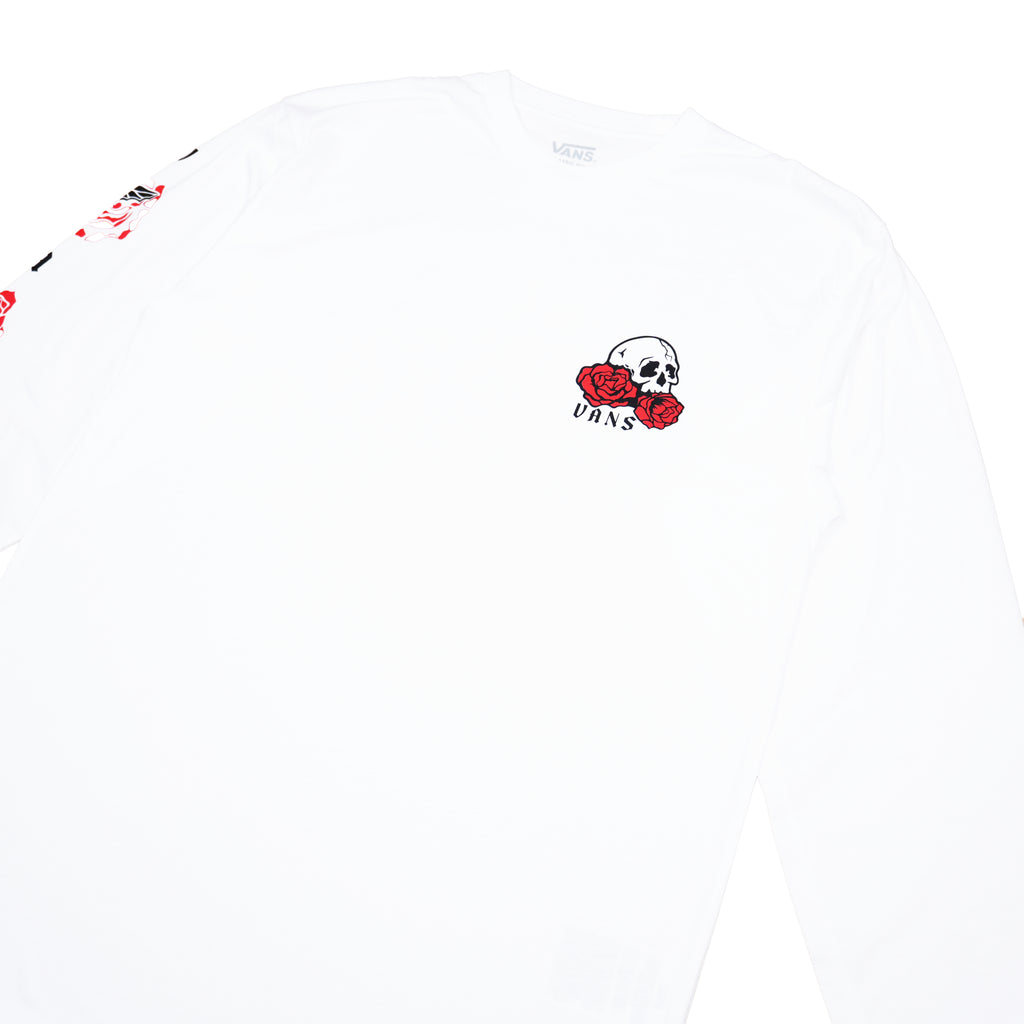 VANS SKULL & ROSES LONG SLEEVE T-SHIRT – WHITE