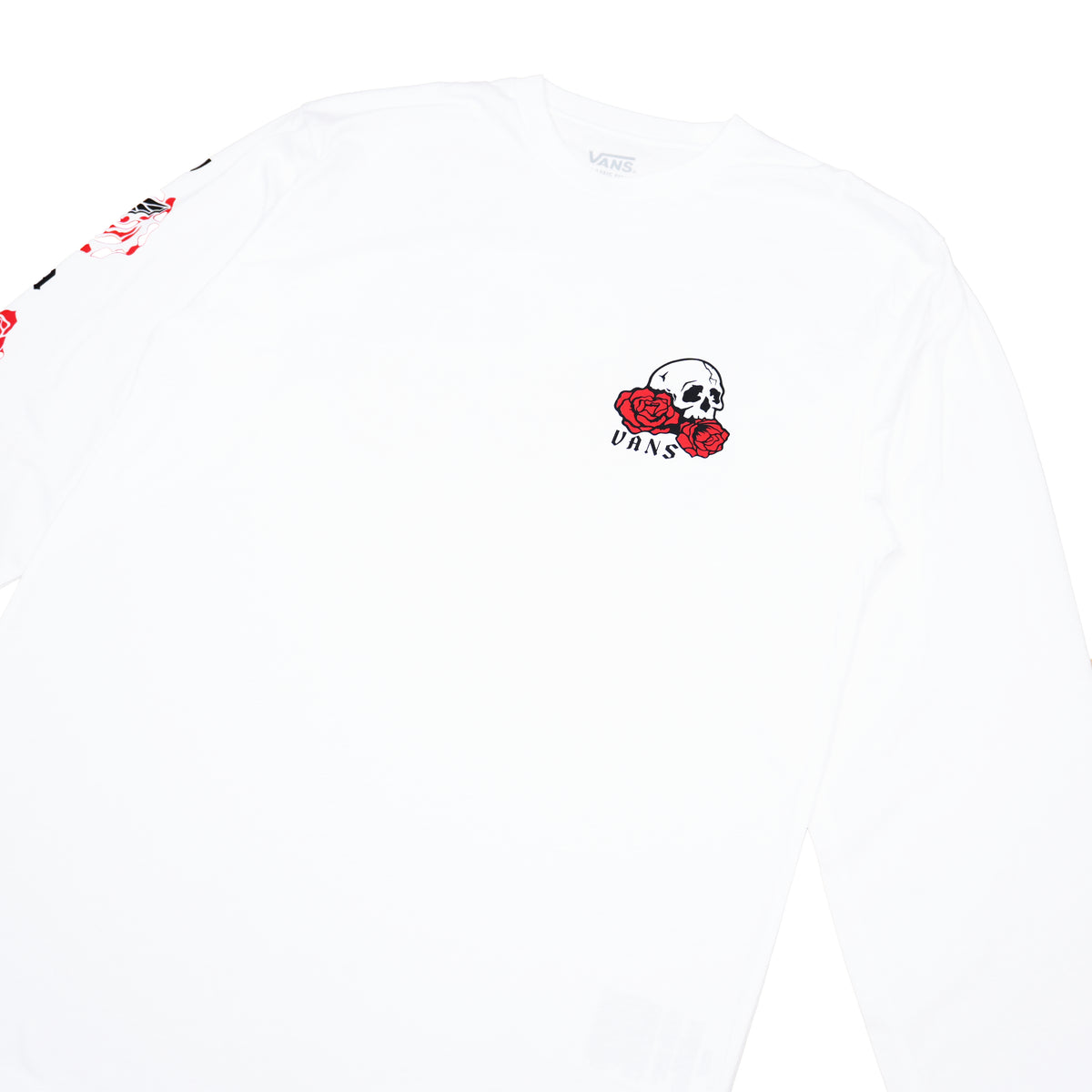 VANS SKULL & ROSES LONG SLEEVE T-SHIRT – WHITE