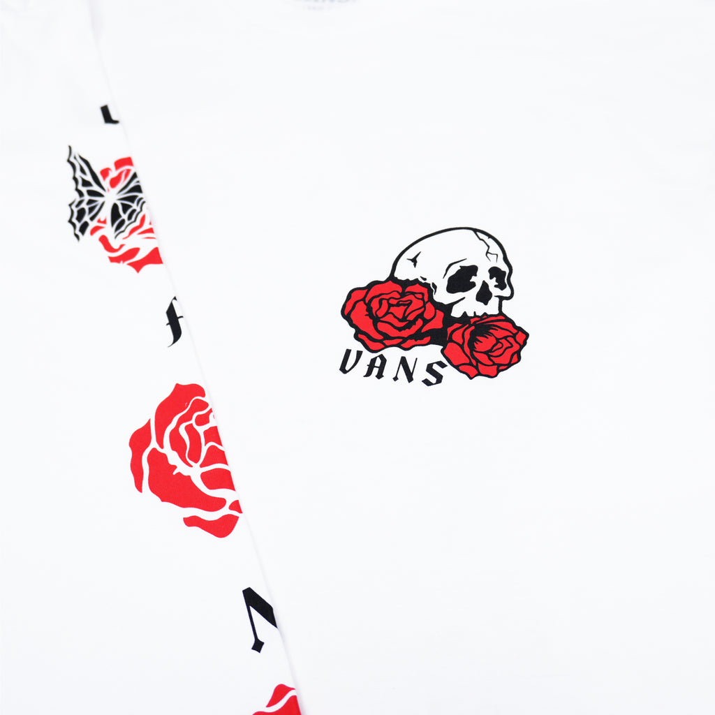 VANS SKULL & ROSES LONG SLEEVE T-SHIRT – WHITE